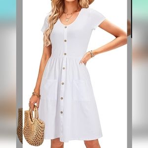 Button Down Skater Dress with Pockets